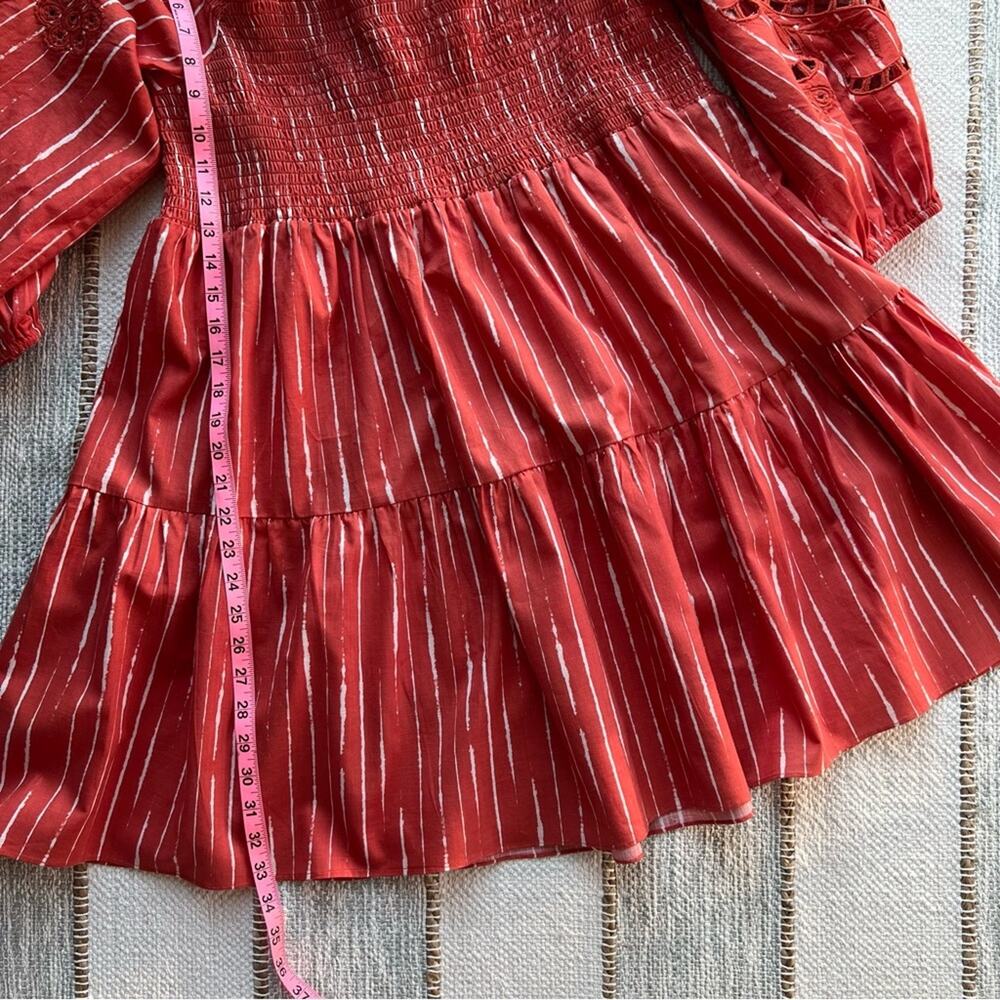 Sachin & Babi Lola Striped Orange Shibori Puff Sleeve Mini Dress Women’s Small - Picture 5 of 8